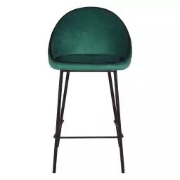 Chaise de bar velours vert canard surpiqué design