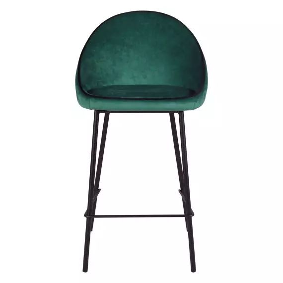 Chaise de bar velours vert canard surpiqué design