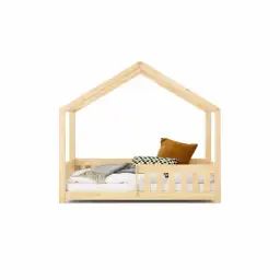 Lit cabane 70×140 sommier inclus naturel