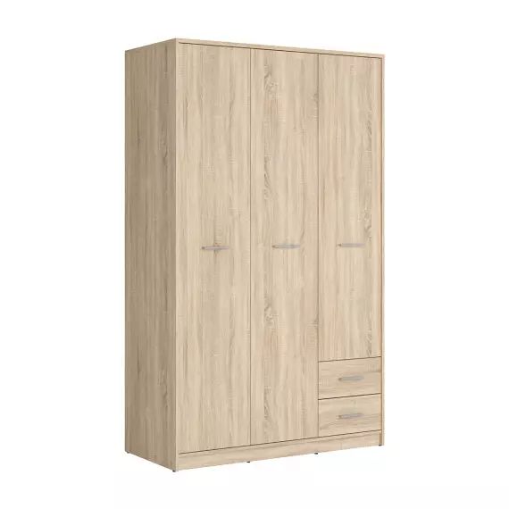 Armoire 3 portes 2 tiroirs stratifiés naturel