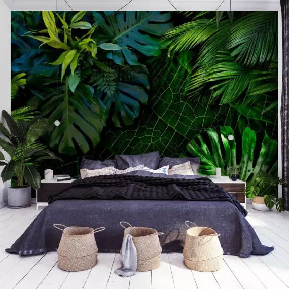 Papier peint panoramique jungle sombre 100×70 cm