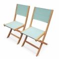 image de chaises de jardin scandinave Lot de 2 chaises de jardin en bois vert de gris