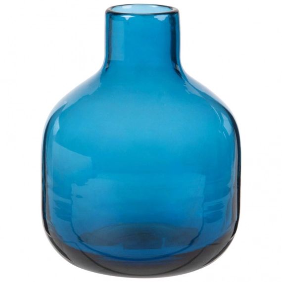Mini vase en verre teinté bleu H14