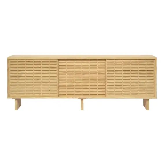 Buffet 3 portes en bois de pin massif naturel – 180 cm