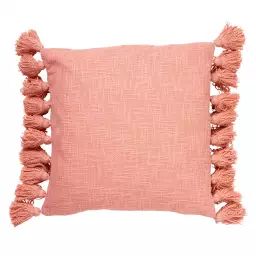 Housse de coussin rose en coton-45×45 cm uni