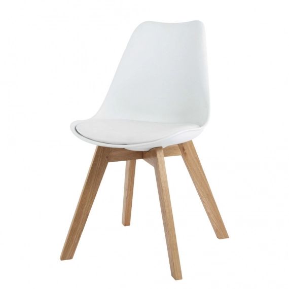 Chaise style scandinave blanche et chêne massif Ice