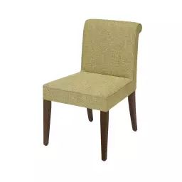 Chaise en bois de chêne naturel et tissu jaune
