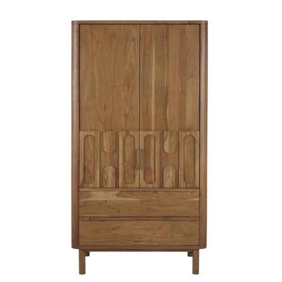 Dressing 2 portes battantes 2 tiroirs marron