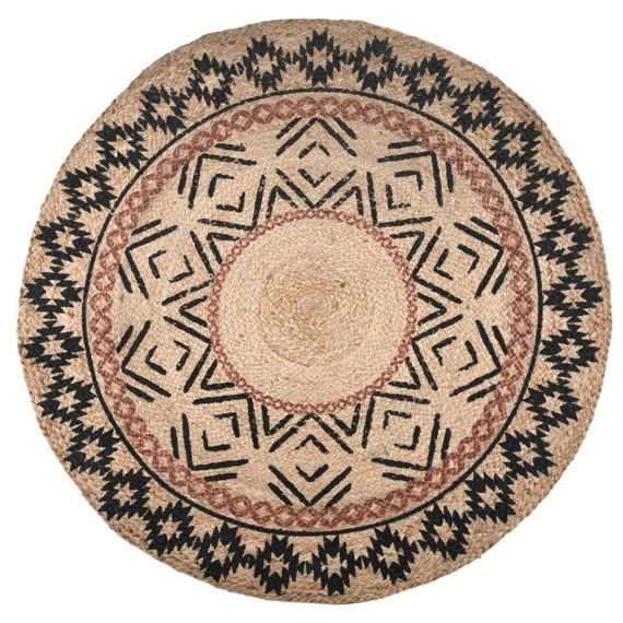 Tapis rond en jute esprit ethnique D90cm