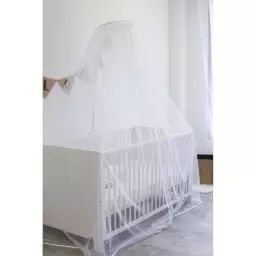 Ciel de lit – Blanc – pour bébé – 100% polyester – 2m blanc