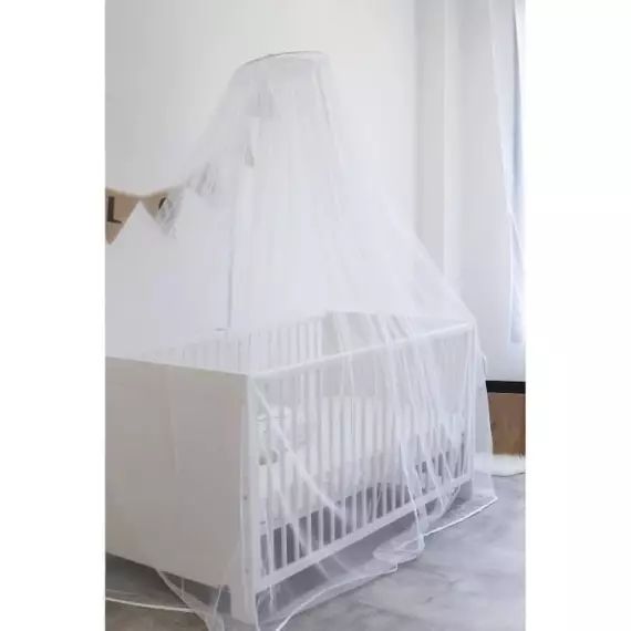 Ciel de lit – Blanc – pour bébé – 100% polyester – 2m blanc