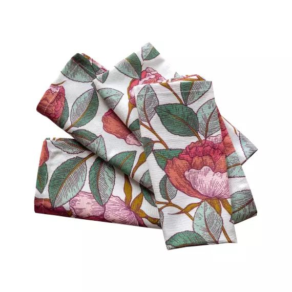 Lot de 4 serviettes de table 45×45 rose en coton