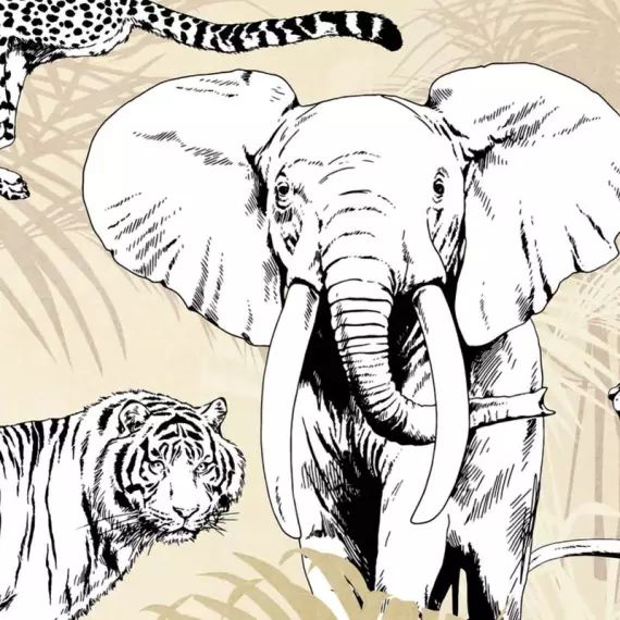 Papier peint panoramique Panorama hojas fibre beige intissé LUTECE l.424 x H.280