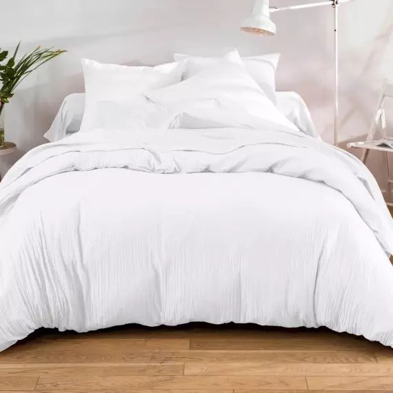 Taie d’oreiller carrée 65×65 en gaze de coton blanc