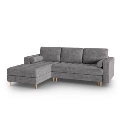 Canapé d’angle 5 places en tissu structuré gris