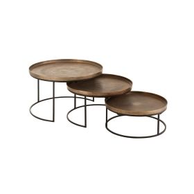 Set de 3 tables basses rondes en métal