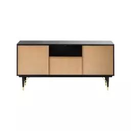 Buffet Capri en Bois, Fibre végétale – Couleur Noir – 160 x 92.75 x 80 cm