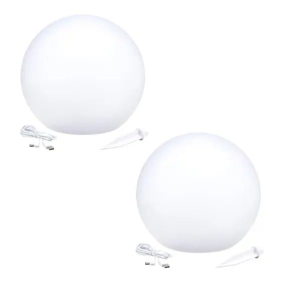 2 Boules lumineuses solaires Polyéthylène Blanc ∅30cm
