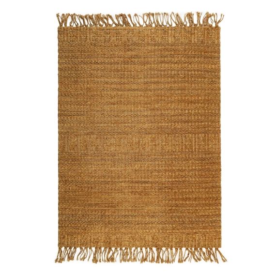 Tapis tressé en jute couleur naturelle à franges 130×190