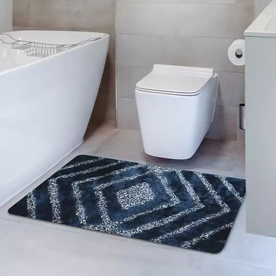 Tapis de bain et descente de lit  indigo 50×80 cm