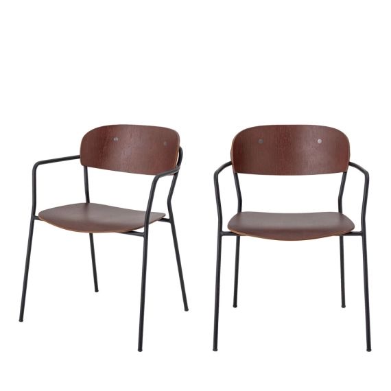 Piter – Lot de 2 chaises avec accoudoirs en bois et métal