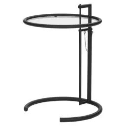 Table d’appoint E 1027 en Métal, Verre – Couleur Noir – 60 x 50 x 55 cm – Designer Eileen Gray