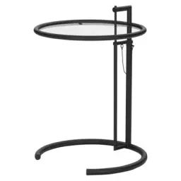 Table d’appoint E 1027 en Métal, Verre – Couleur Noir – 60 x 50 x 55 cm – Designer Eileen Gray