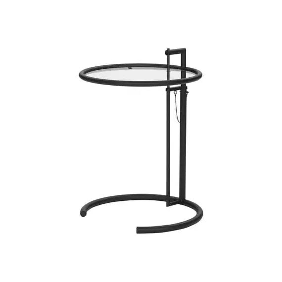 Table d’appoint E 1027 en Métal, Verre – Couleur Noir – 60 x 50 x 55 cm – Designer Eileen Gray