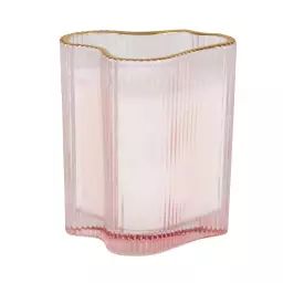 Bougie parfumée en verre recyclé rose et doré