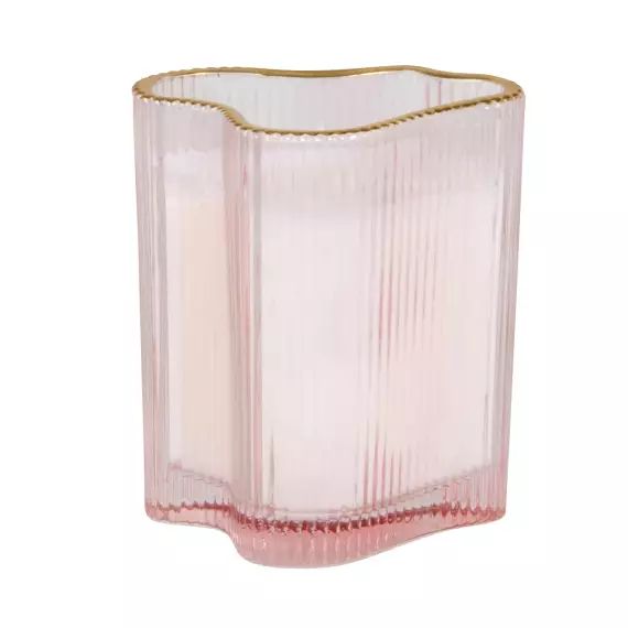 Bougie parfumée en verre recyclé rose et doré