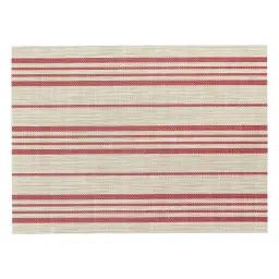 Set de table  en polyester naturel/rouge 33 x 45