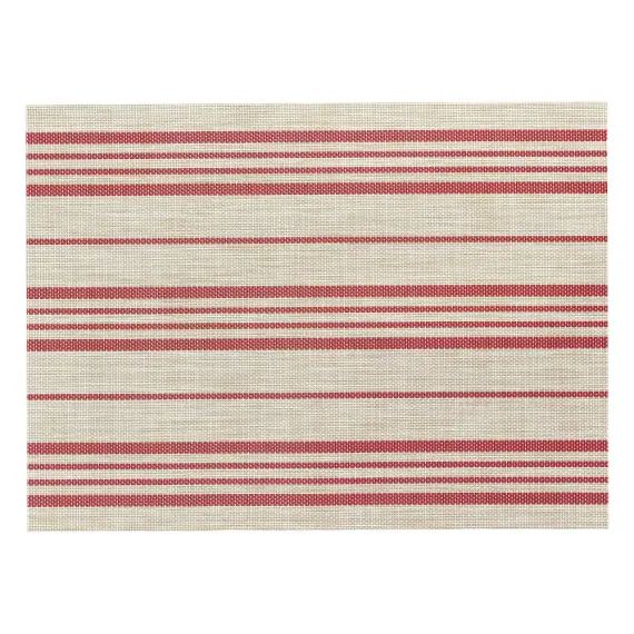Set de table  en polyester naturel/rouge 33 x 45