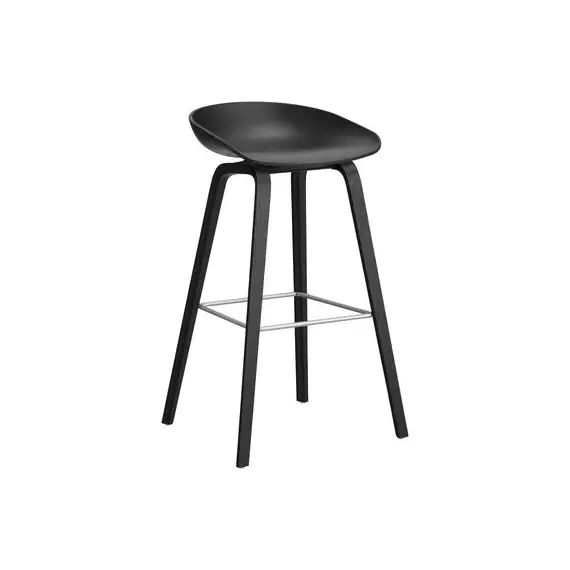 Tabouret de bar About a stool en Plastique, Polypropylène recyclé – Couleur Noir – 50 x 46 x 85 cm – Designer Hee Welling