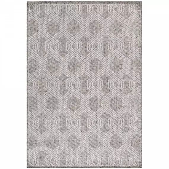 Tapis extérieur tissé plat gris et greige 160x230cm