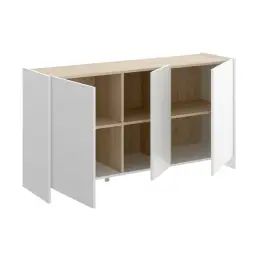 Buffet effet bois chêne et blanc