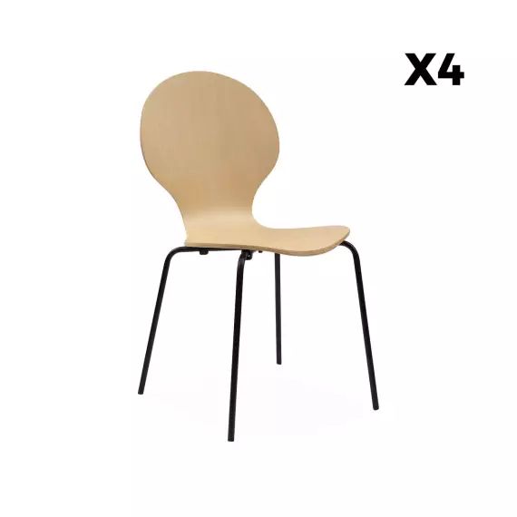 Lot de 4 chaises rétro empilables naturelles l alice&rsquo;s