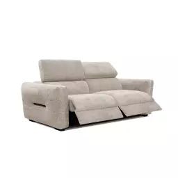 Canapé droit 3 places avec 2 relax électriques tissu beige
