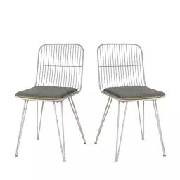 Ombra – Lot de 2 chaises design en métal – Couleur – Gris clair