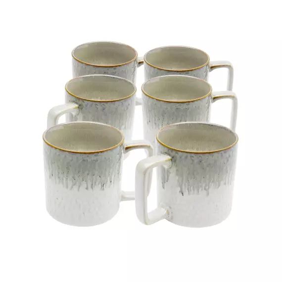 Mug en céramique blanche et grise – Lot de 4