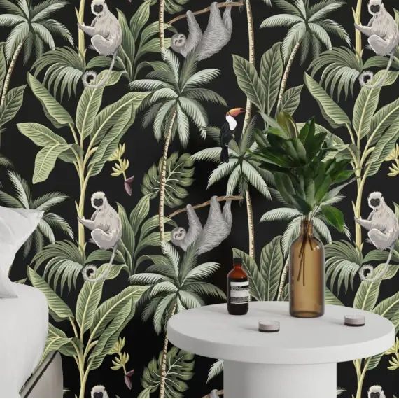 Papier Peint Noir Singes 250×200 cm
