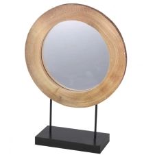 Miroir décoratif à poser rondin de bois et métal noir 30×41,5