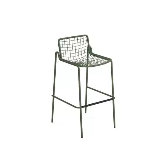 Tabouret haut empilable Rio R50 en Métal, Acier – Couleur Vert – 49 x 73.43 x 96 cm – Designer Anton Cristell