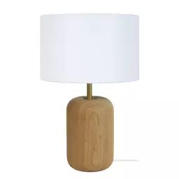 Lampe a poser bois naturel et blanc