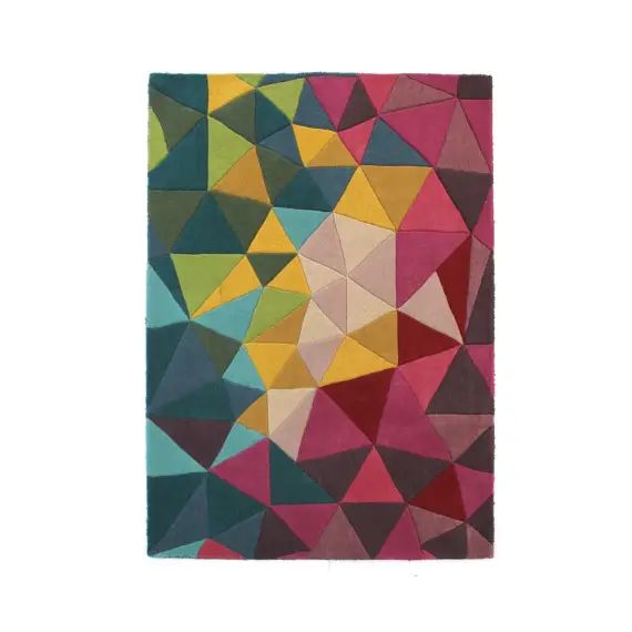 Tapis géométrique design en laine multicolore 120×170