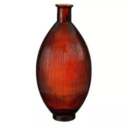 Vase bouteille en verre recyclé marron foncé H59