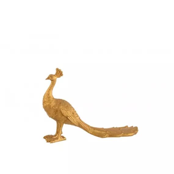 Paon en résine dorée
