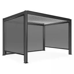 Pergola bioclimatique autoportée motorisée éclairée 3x4m et 3 stores