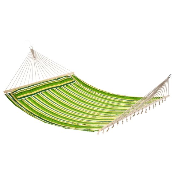 Hamac de voyage 2 places style exotique coton vert jaune blanc rayé