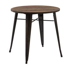 Table ronde ∅80 cm en bois foncé et piétement métal noir