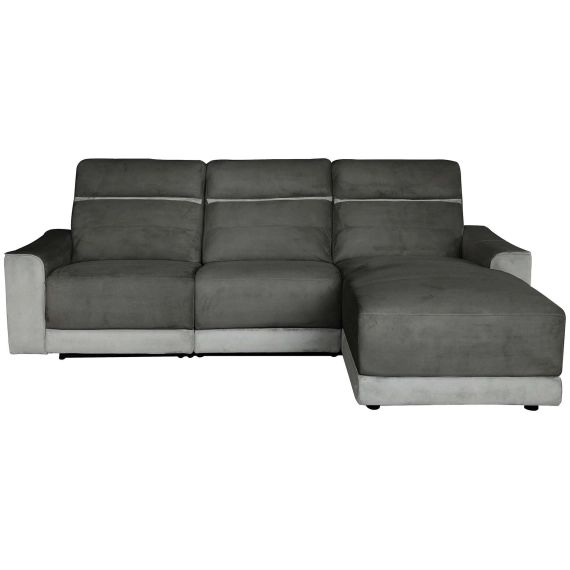 Canapé d’angle droit relaxation électrique  4 places NIGHT coloris gris foncé/ gris clair
